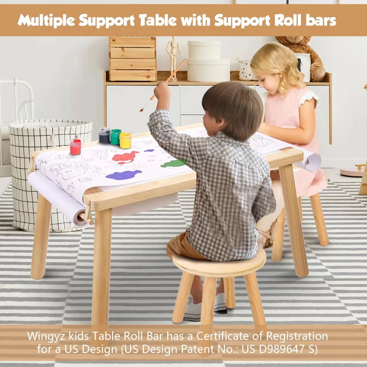 Wooden Kids Activity Table with Storage